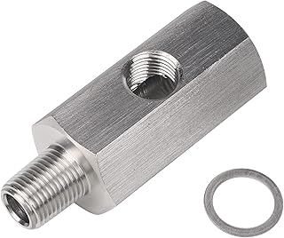 Adapter Tee - 1/8" BSPT Oil Pressure Sensor Tee Gasket to NPT Adapter Turbo Supply Feed Line Gauge
