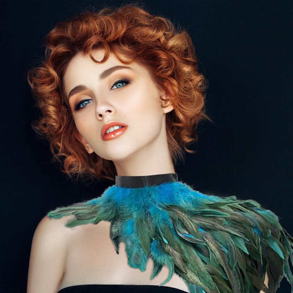 Gothic Feather Shrug Shawl Collar Necklace Ladies Natural Feathers Shoulder In Halloween Costume Party Scarf Cape Top - Image 4