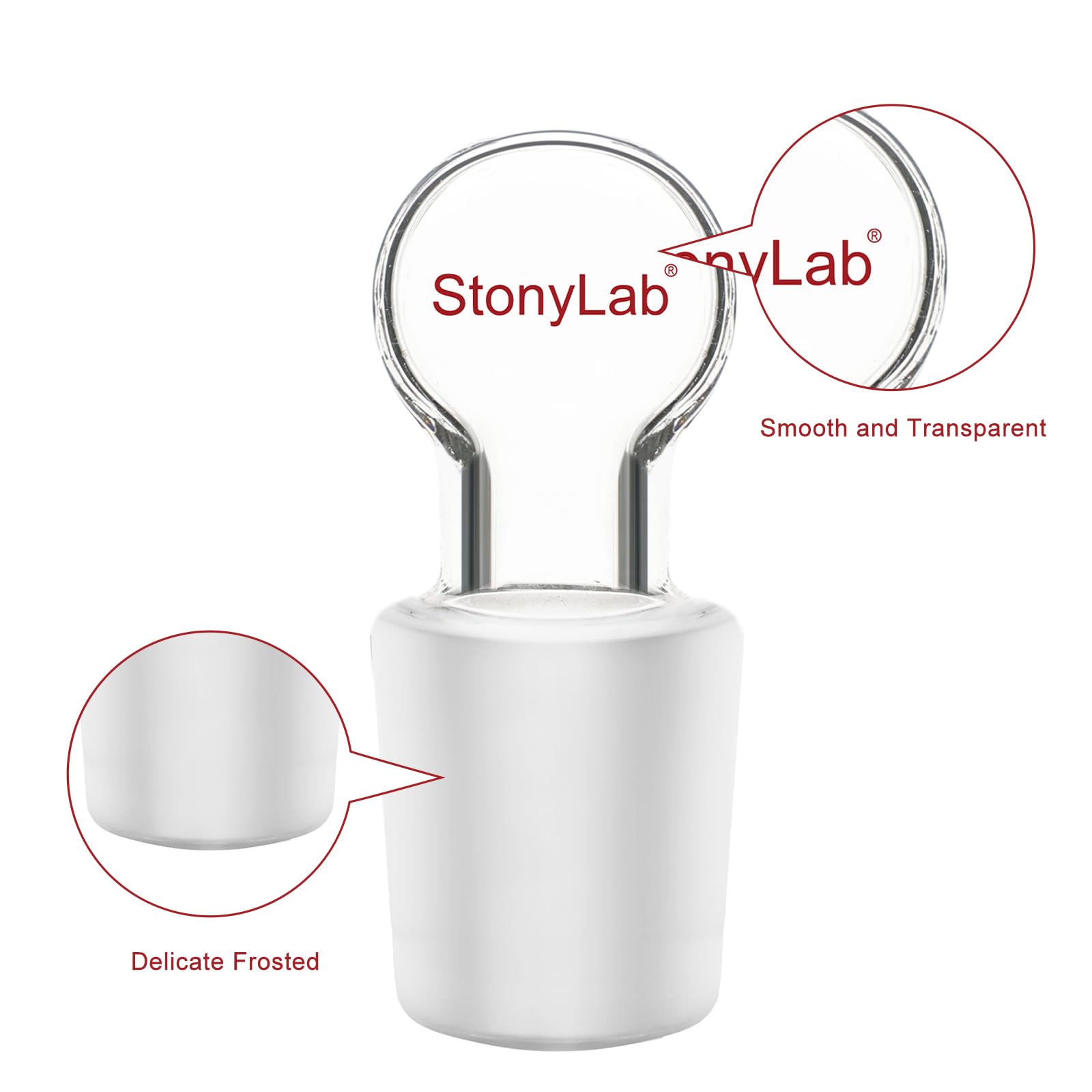 stonylab Tappo Cavo in Vetro, Confezione da 1 Penny Head in Vetro Borosilicato Penny Head Tappo Cavo in Vetro con Fondo Chiuso per 19/22 Vetro del giunto esterno