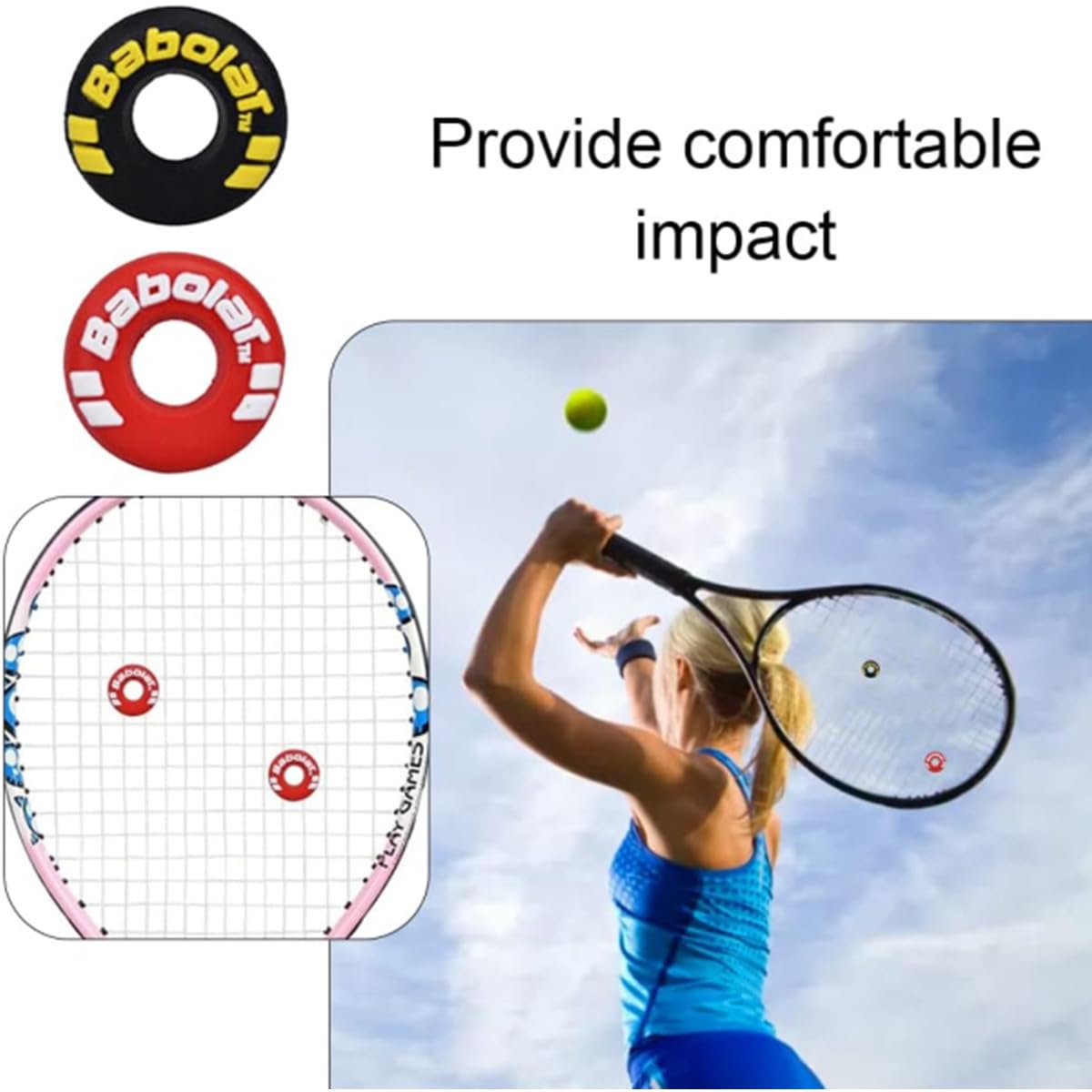 Amortiguadores de Vibración para Raquetas de Tenis y Bádminton - 12 Piezas Antideslizantes de Goma
