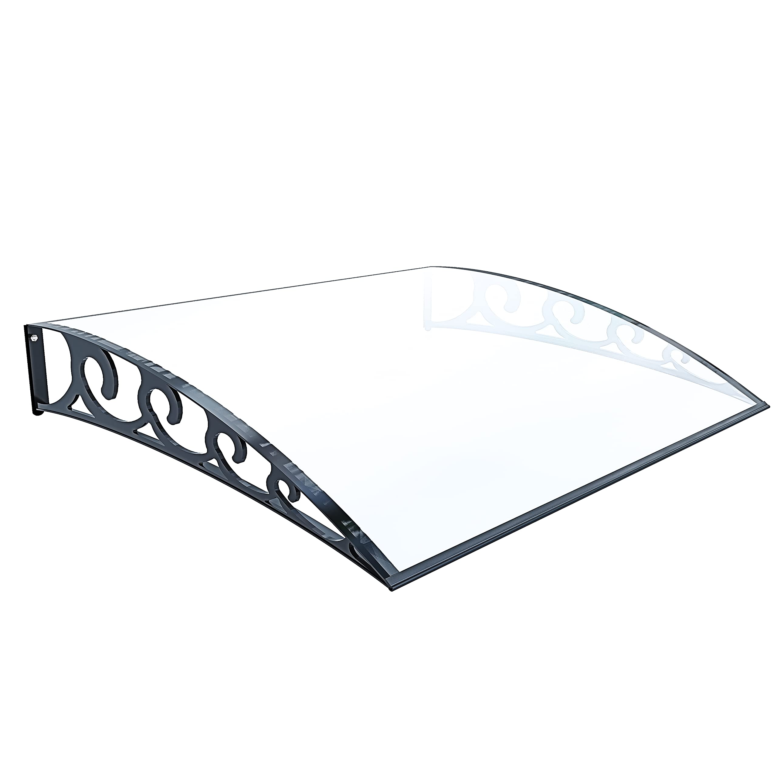 BRICOZONE Pensilina In Policarbonato Alveolare Trasparente Braccetti In ABS Profili In Alluminio Copertura 5 Mm Modulare Estensibile Protezione Ingresso Porta Resistente A Pioggia Neve (80 x 150 cm)