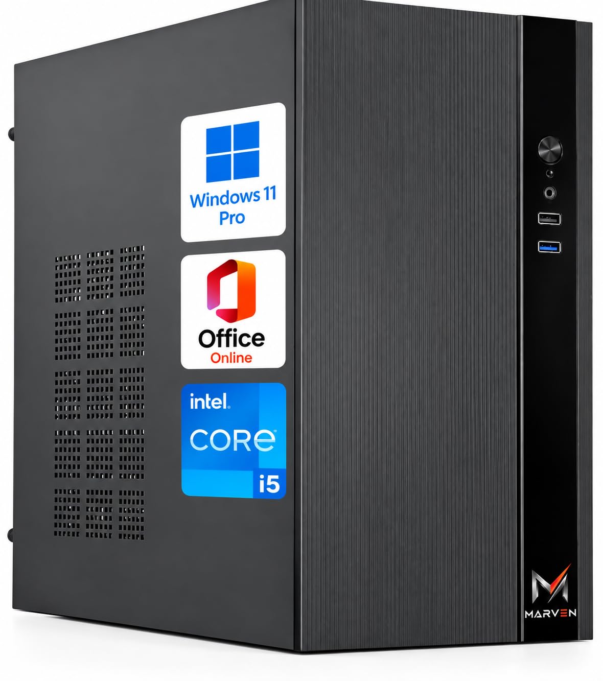 MARVEN PC Ufficio Office Intel Core i5, 8GB RAM, 240 GB SSD + 320 GB HDD, Windows 11 Pro, WiFi, Computer Desktop Fisso Professionale Pronto all'Uso