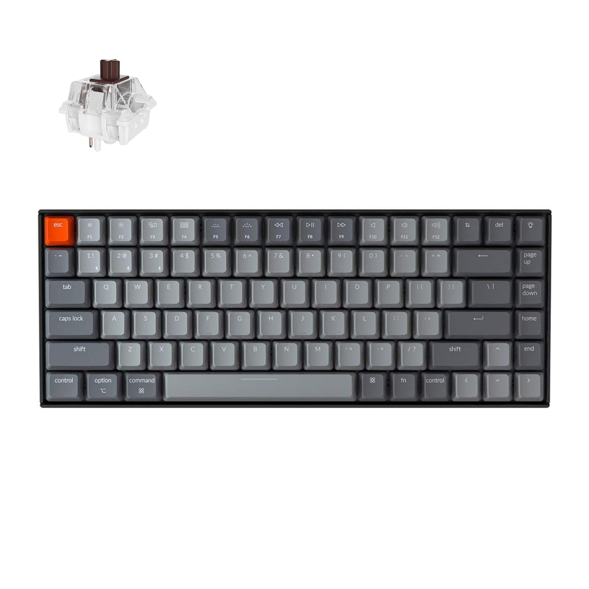 Keychron K2 75% Layout Bluetooth Wireless Mechanical Keyboard Super Switch/White LED Backlit/USB C/Anti Ghosting/N-Key Rollover, 84 Keys Gaming Keyboard for Mac Windows-Version 2
