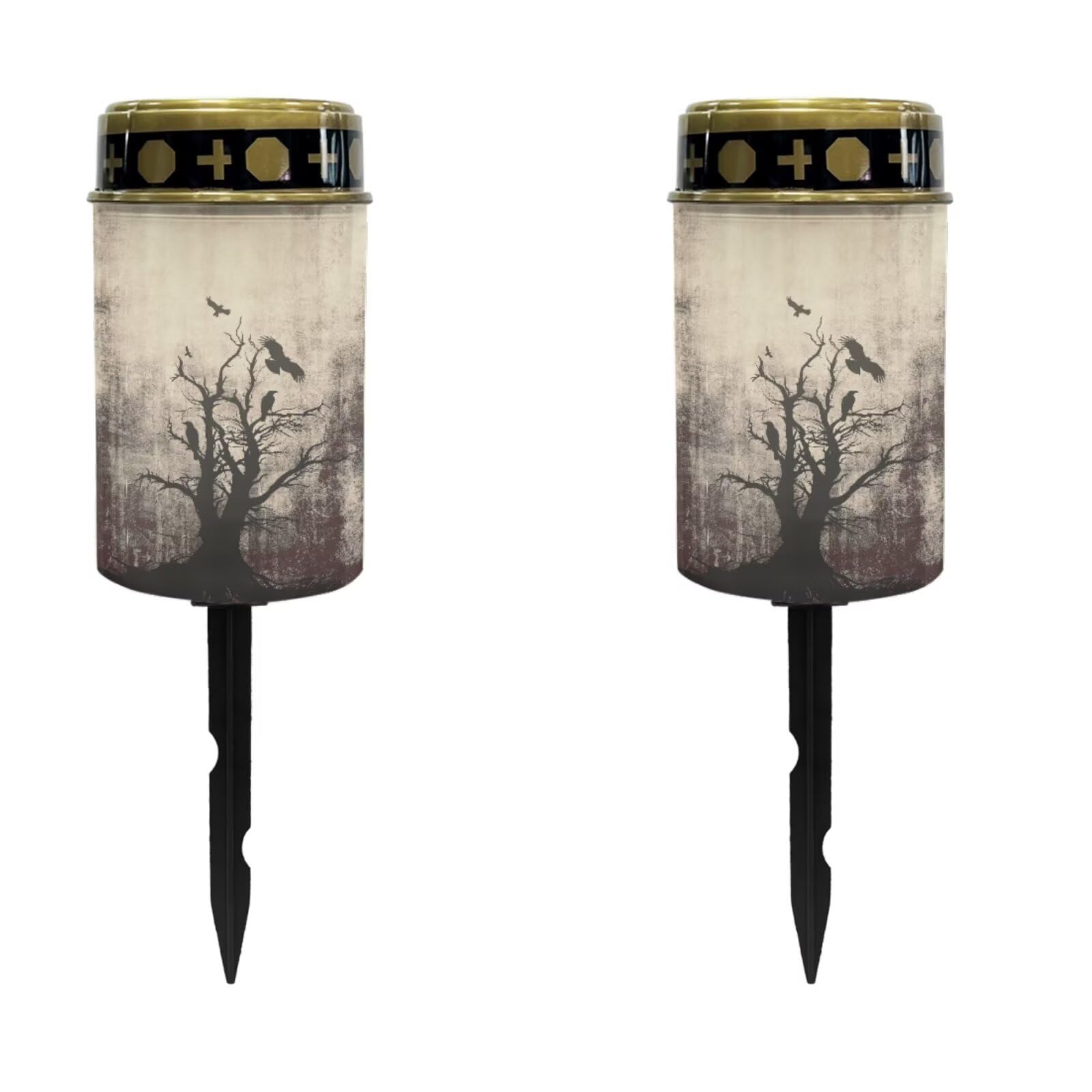 2 Pack Crow Solar Memorial Lights for Graves