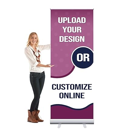 Nocntcro Retractable Roll Up Banner Stand - Custom Banners and Signs for Business Customize Retractable Banner Stand with Your Design Photo Text Logo (33 x 81 Inch)