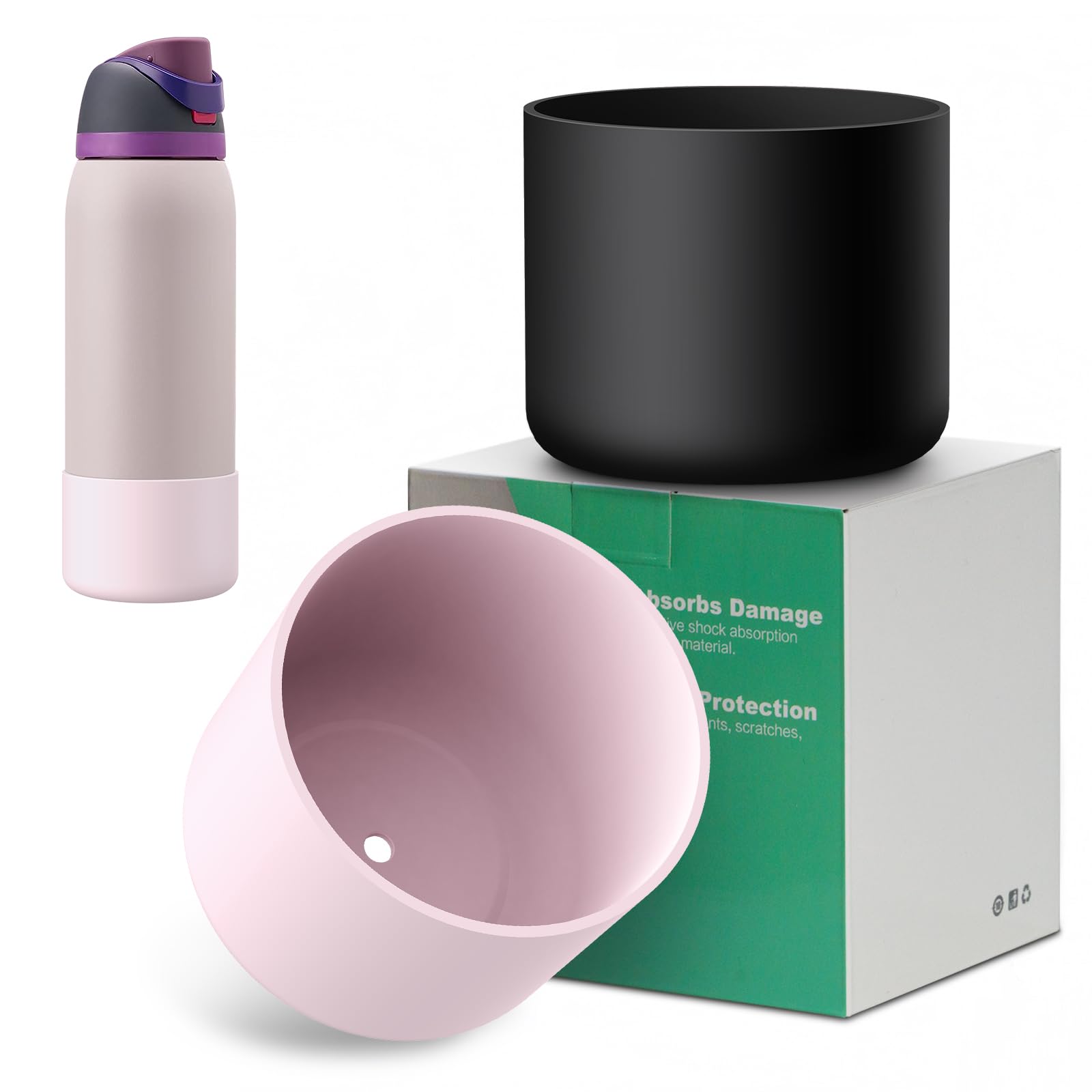 Allwith Boot Sleeve for Owala Water Bottle 32 oz - 2 PCS Accessory Silicone Water Bottle Protector for FreeSip/Twist/Flip - Dishwasher Safe, BPA-Free,