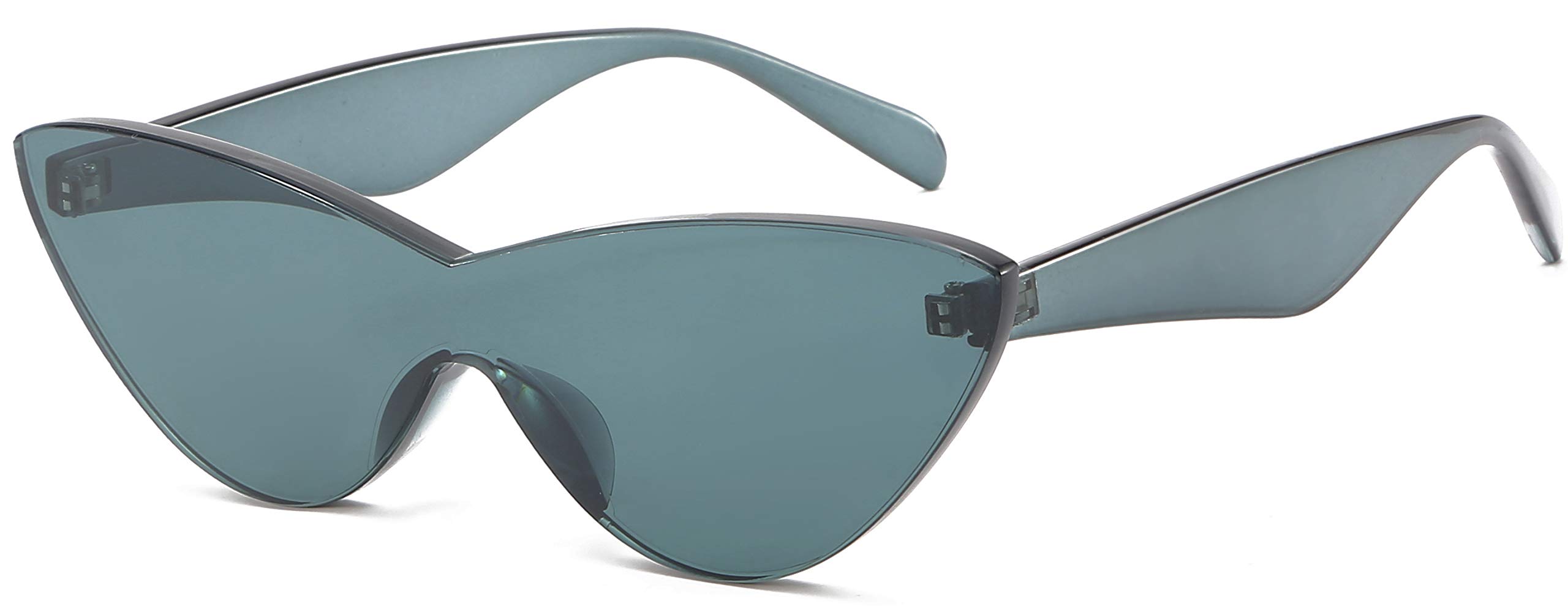 ShadesfieldColorful One Piece Rimless Transparent Cat Eye Sunglasses for Women Tinted Candy Color Eyewear