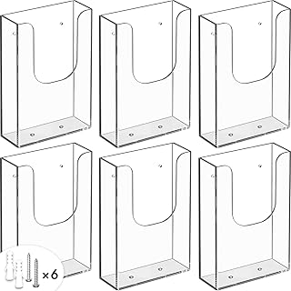 MaxGear Brochure Holder 4x6 inches Flyer Holder Acrylic Brochure Holders Wall Mount Pamphlet Holder Clear Literature Holder Plastic Brochure Holders Wall Mounted in Ofiice, School, Exhibition, 6 Packs