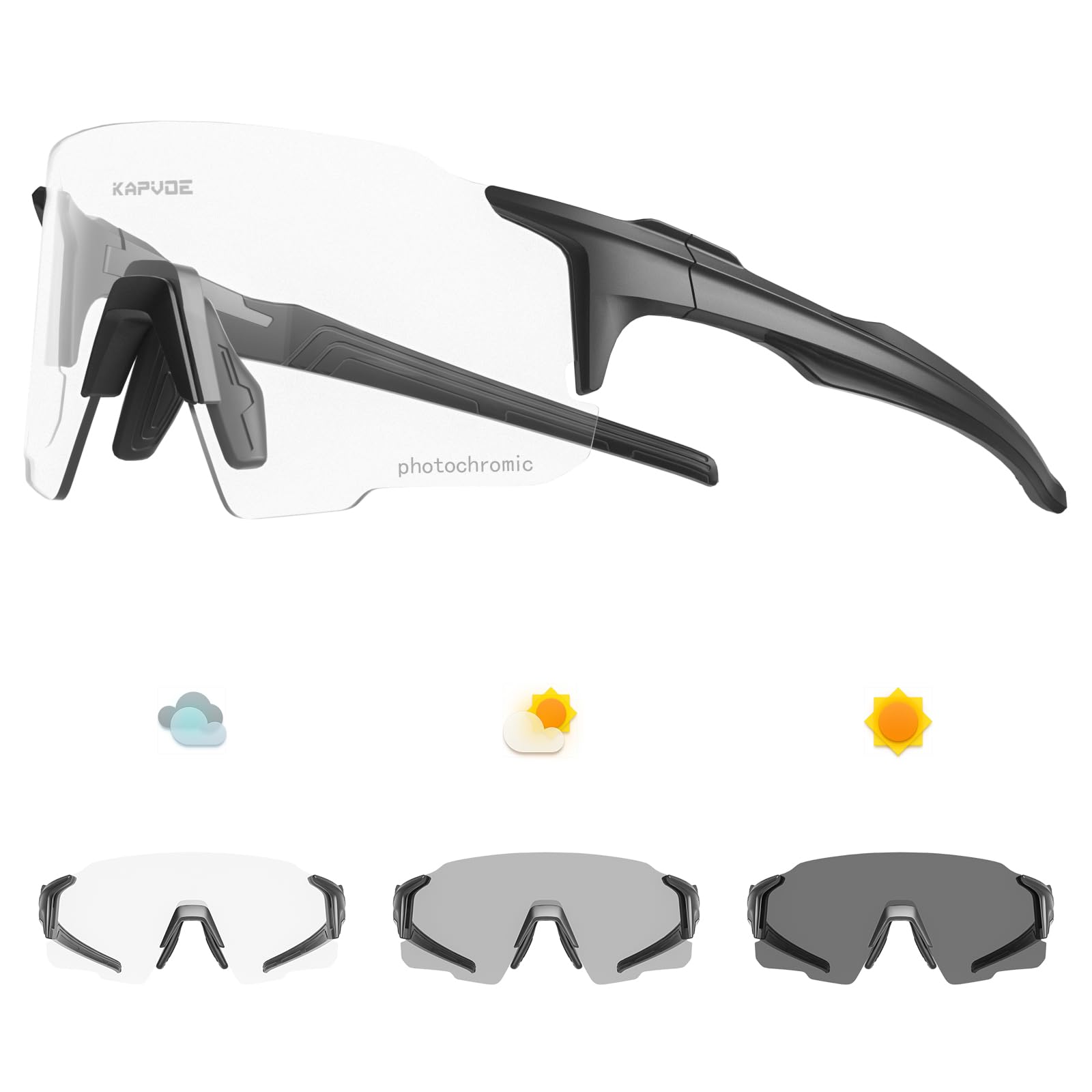 KAPVOE Fotocromáticas Gafas de Ciclismo Mujeres Hombres Transparente MTB Bicicleta Deportivas Running Bici Correr Voleibol