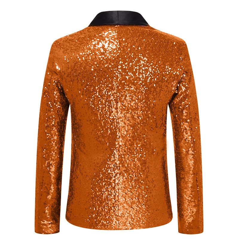 Mens Shiny Sequin Suit Jacket Stage Performance Coat V-Neck Single Button Long Sleeve Blazer for Party Wear2