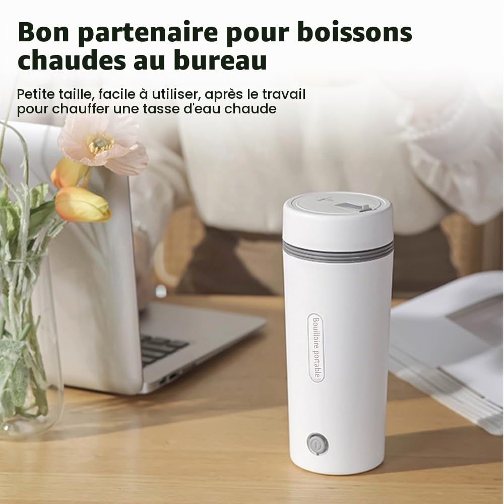 Bouilloire électrique Portable, Bouilloire à thé/café, Acier Inoxydable 304 de qualité Alimentaire, Chauffe-Eau Anti-Fuite avec arrêt Automatique et Protection Contre l'ébullition à Sec, Noir