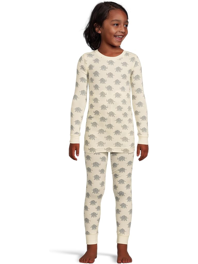 White Hanna Andersson Long John Pajama Set in HannaSoft™ (Infant/Toddler/Little Kid/Big Kid)