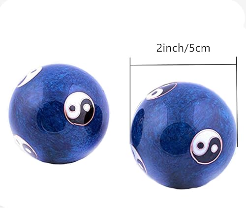 Miniatura 2 de XMHF Cloisonne Yin-Yang meditación china Baoding bola de ejercicio saludable azul 2 piezas