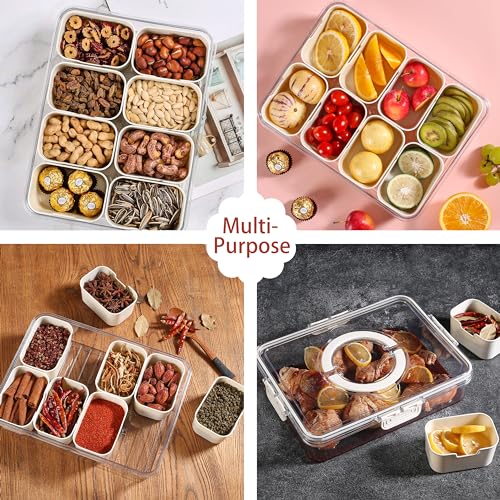Bandesun Divided Serving Tray with Lid - Portable Snack and Charcuterie Organizer (Pack of 2)
