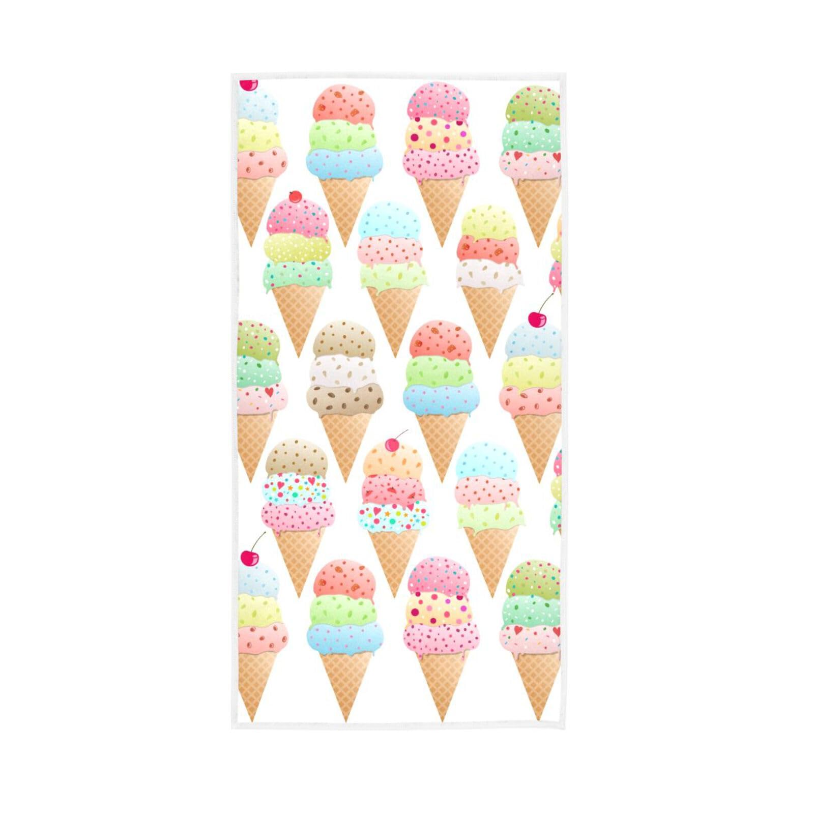 LSRCPD Icecream Cherry Towels, 15 x 30 Inches Decorative Towels for Bathroom Spa Hand Towels, Facial Towels for Estheticians