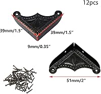 Vista 2 de Antrader 12 piezas de metal protector de esquina protector de seguridad parachoques decorativos muebles bordes cubiertas con tornillos tono bronce