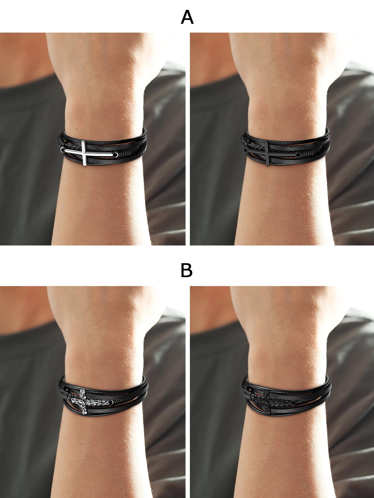 【新品未使用】m.u.l レザーブレスレット 洗い加工　ブラック M.U.L. グレー ジュ リザード レザーブレスレット 美品