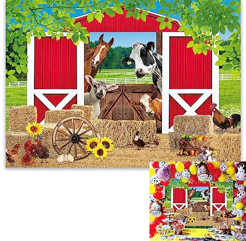 Fondo Fotográfico Exterior 7x5 ft Rojo Barn miniatura 1