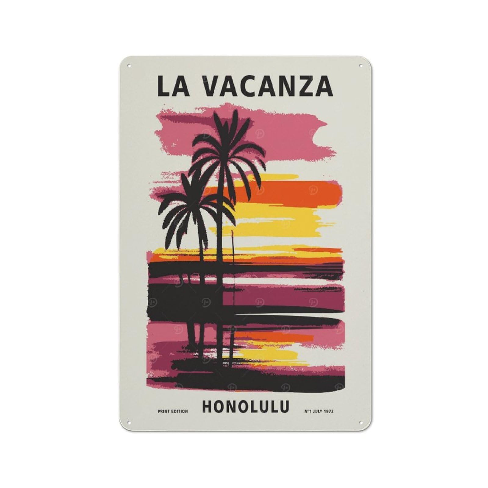 Junmoney Style-5 Vintage Tropical Honolulu Hawaii Tin Sign 30X20cm, Shed Wall Plaque For Garage, Workshop, Shed Or Utility Room