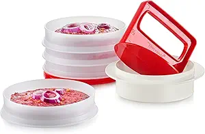 Tupperware Hamburger Press and 4-Container Set