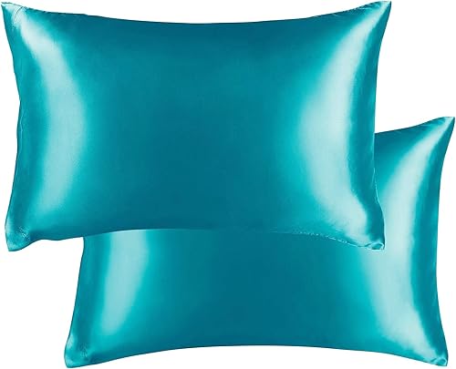 Juego de 2 fundas de almohada sedosas de satén para el cabello, fundas de almohada con cierre de sobre, frescas y fáciles de lavar, juego de 2