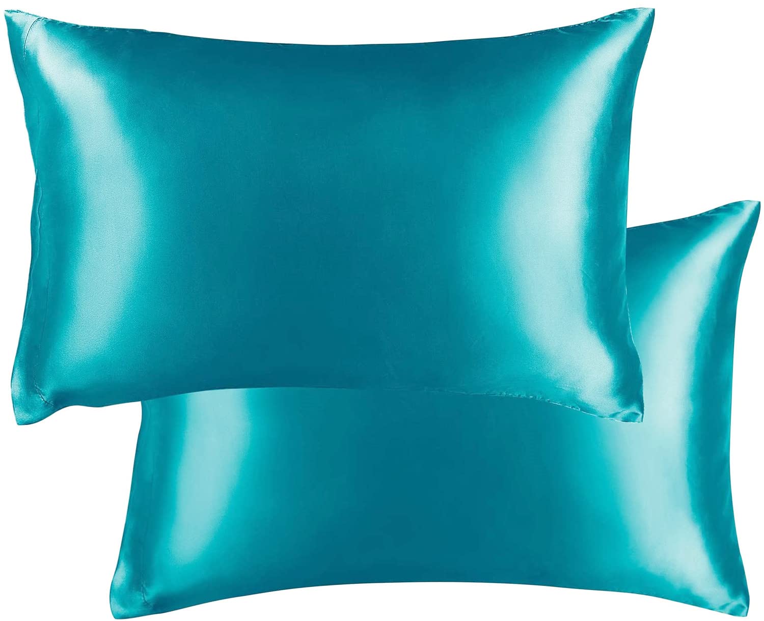 Satin Silky Pillowcases Set for Hair - Pillowcase Covers with Envelope Closure - Cool and Easy to Wash - Pillowcase Set of 2 - Pillow Cover Only Without Insert (Peacock Blue, Queen(20"x30"))