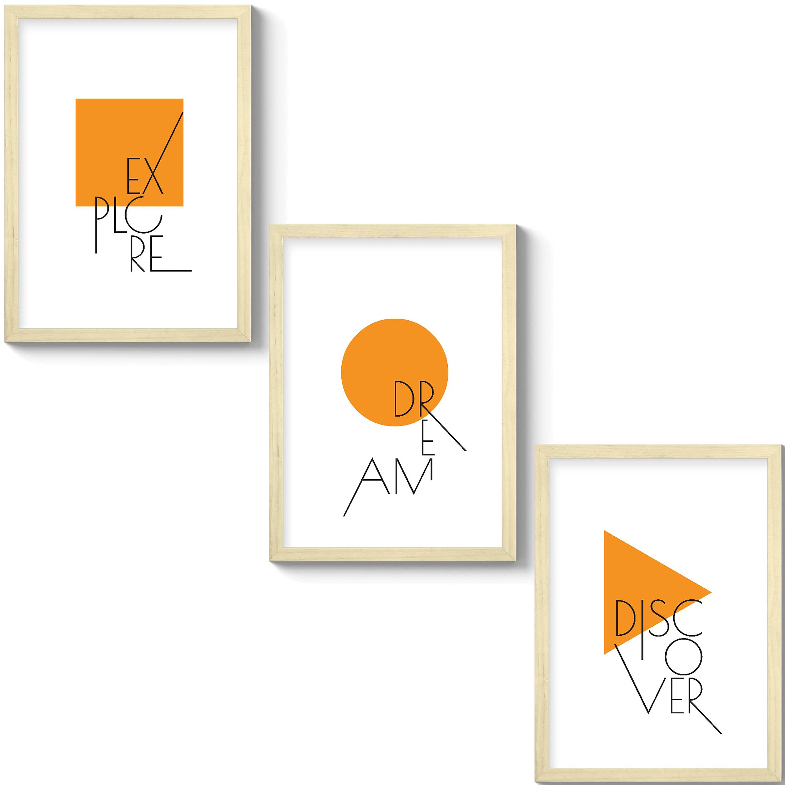 GS DECOR Set of 3 Explore & Dream Boho Wall Art 12 × 9 Inches | Aesthetic Pictures Wall Frames For Room Decor With Trendy Posters - Wooden Frame | Ready To Hang