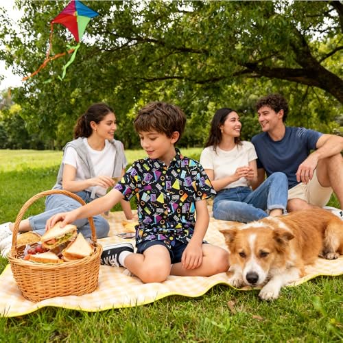Image of uideazone Boys Hawaiian Shirts Novelty Printed Funky Short Sleeve Button Down Shirt Kids Aloha Luau Shirt 7-14T