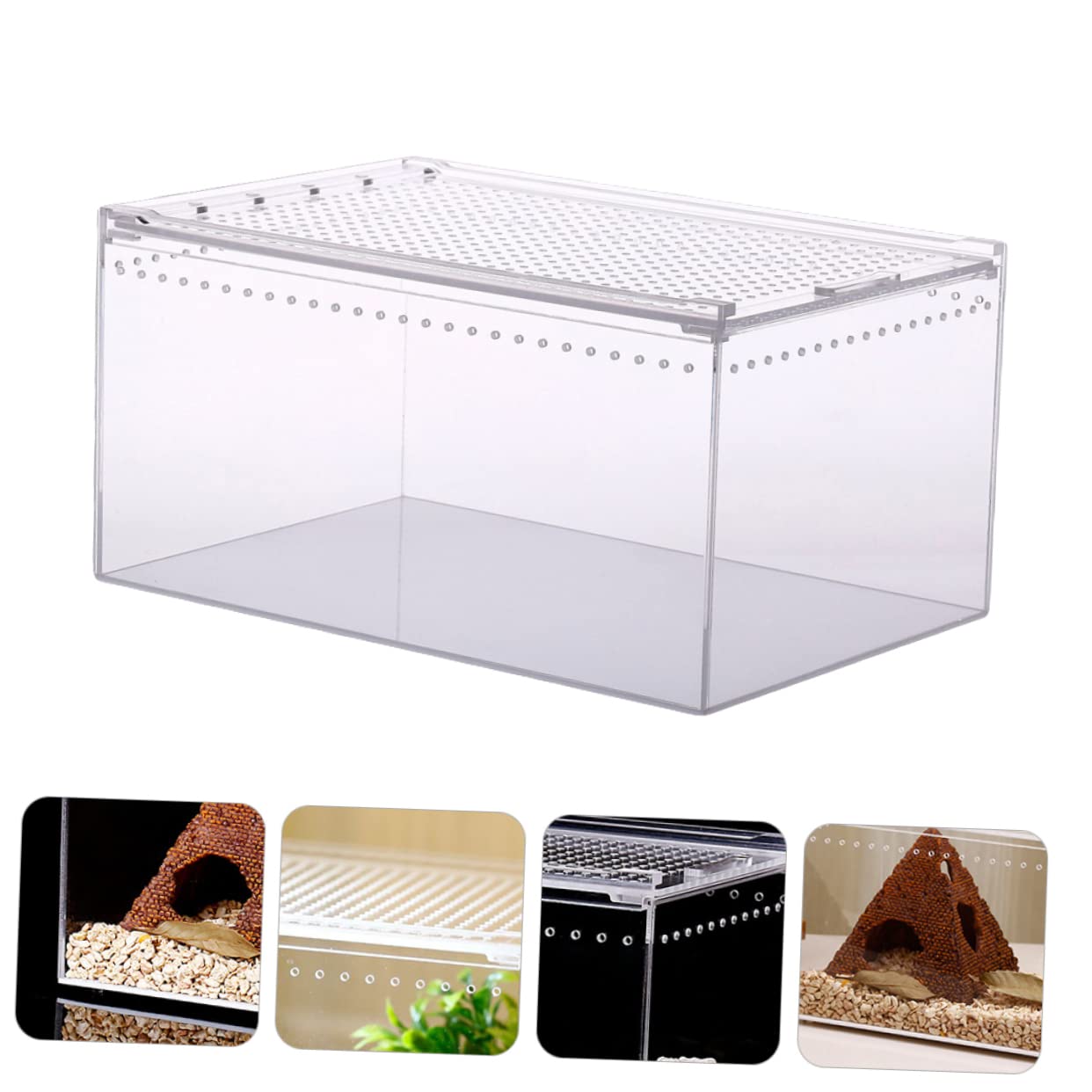 Caja de Reptiles Transparente de Acrílico, Diseño Antifugas | Hábitat de Cría, Alimentación de Agua y Comida, Uso para Serpientes y Otros Reptiles
