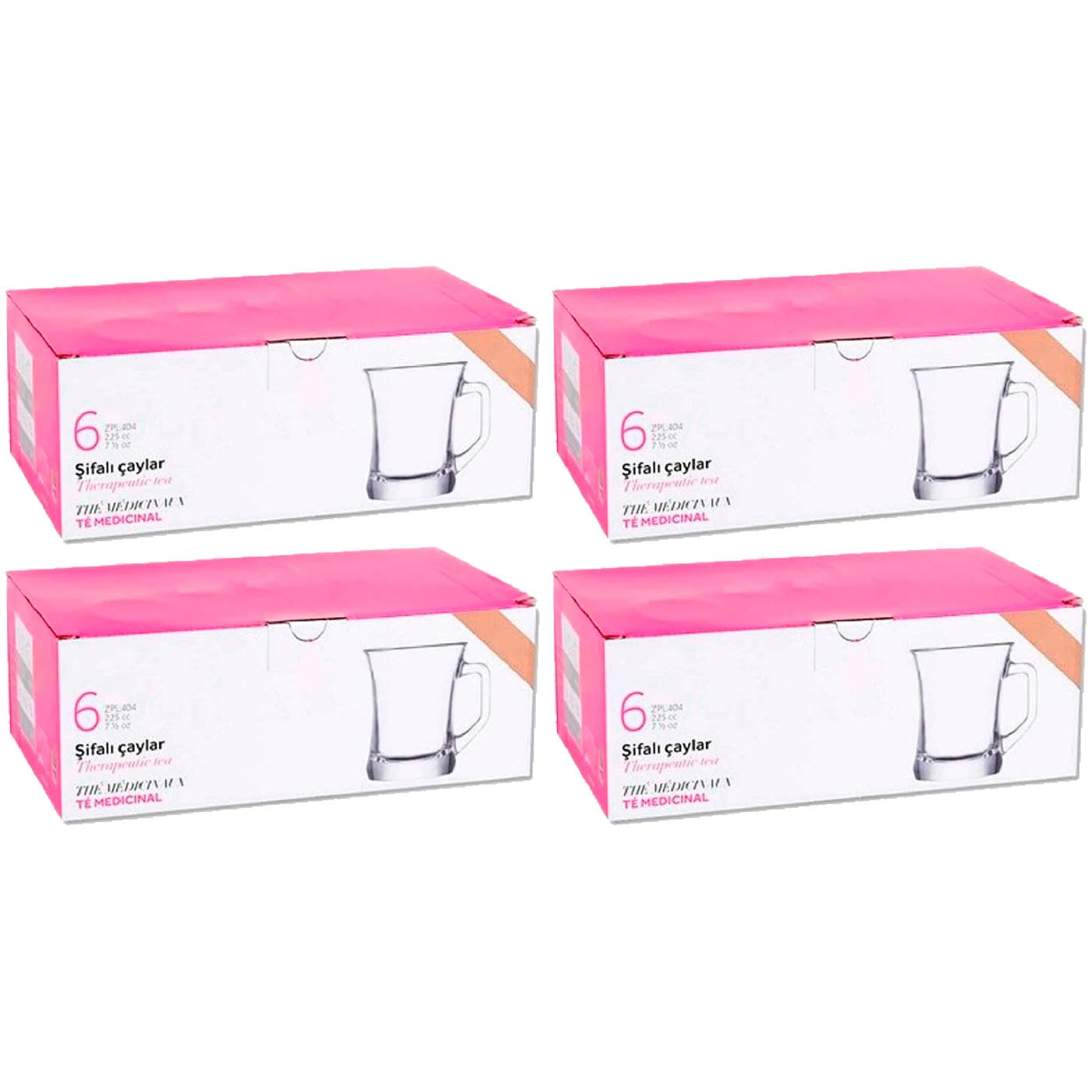 Acan Tradineur - Pack de 4 Cajas de 6 Vasos Modelo Zen+ - Capacidad: 225 ml - Fabricado en Vidrio Resistente - Apto para lavavajillas - Tamaño Aprox: Ø 8 x 9 cm - 24 Uds Totales