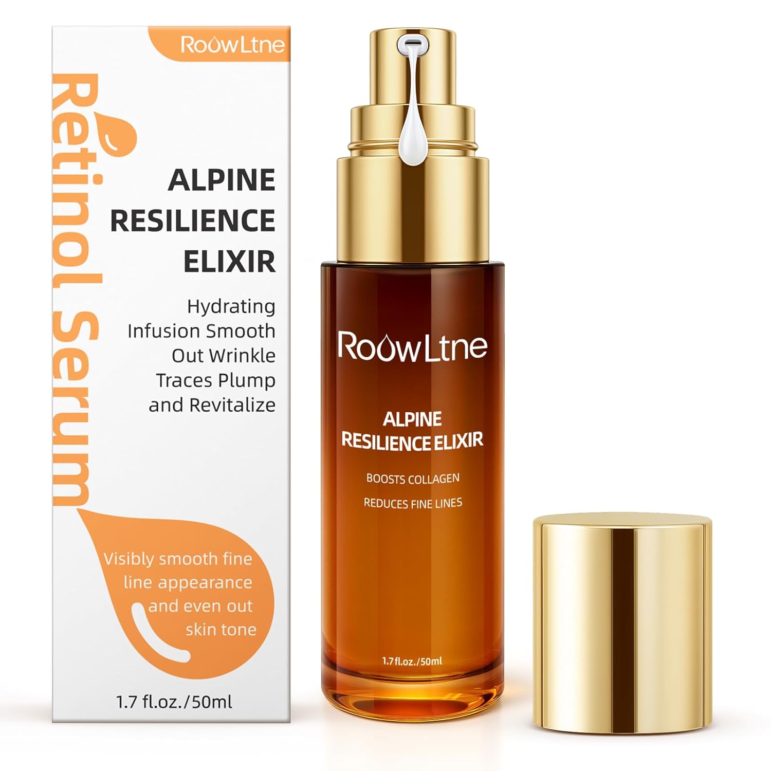 RoowLtne Retinol Serum for Face & Neck,Anti Aging Face Serum with Collagen & Boost Hydration Formula,Targets Wrinkles, Fine Lines& Skin Firming Treatment for All Skin Types-Day/Night,1.7Fl Oz.