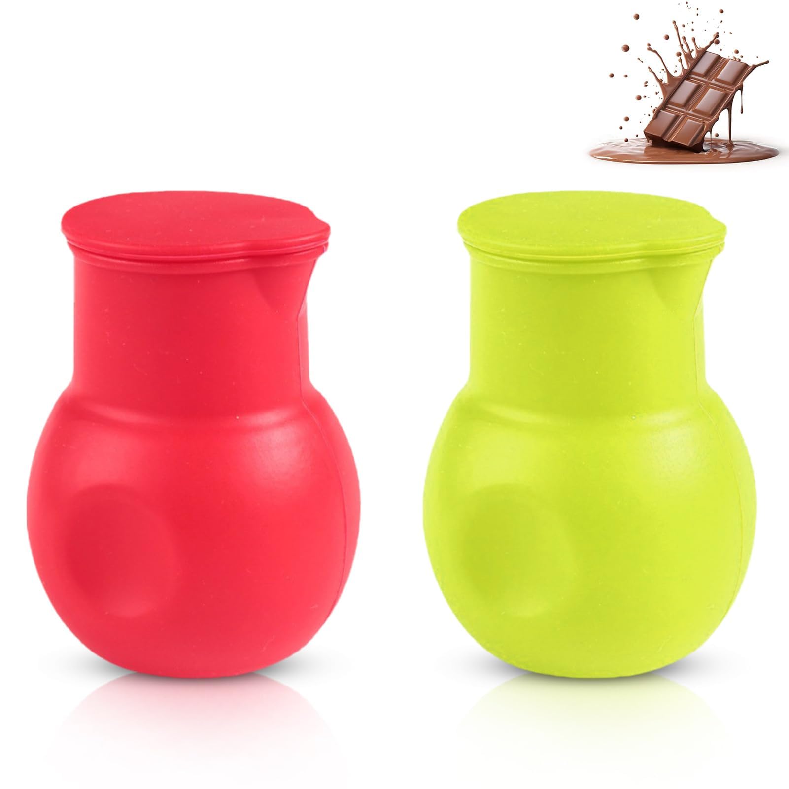 2PCS Silicone Chocolate Melting Pot, Butter Sauce Milk Microwave Baking Pouring Tool Silicone Chocolate Melter in Microwave Melting Chocolate for Molds Microwave Butter Melter for Candy Sauce