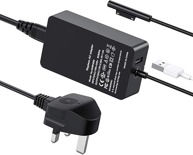 Surface Pro Charger, CIVIE 65W 15V 4A Surface Laptop Charger Power Supply for Surface Laptop 1/2/3/4, New Surface Pro 8/7/6/5/4/3/X, Surface Go 1/2, Surface Book 1/2 Charger Adapter with USB port