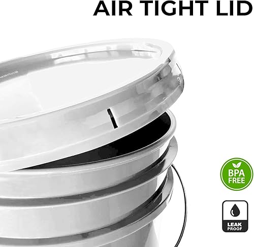 Vista 62 de EconoHome Cubo redondo de plástico de grado alimenticio de 1 galón, recipientes para almacenamiento de alimentos con tapas, ideales para recipientes