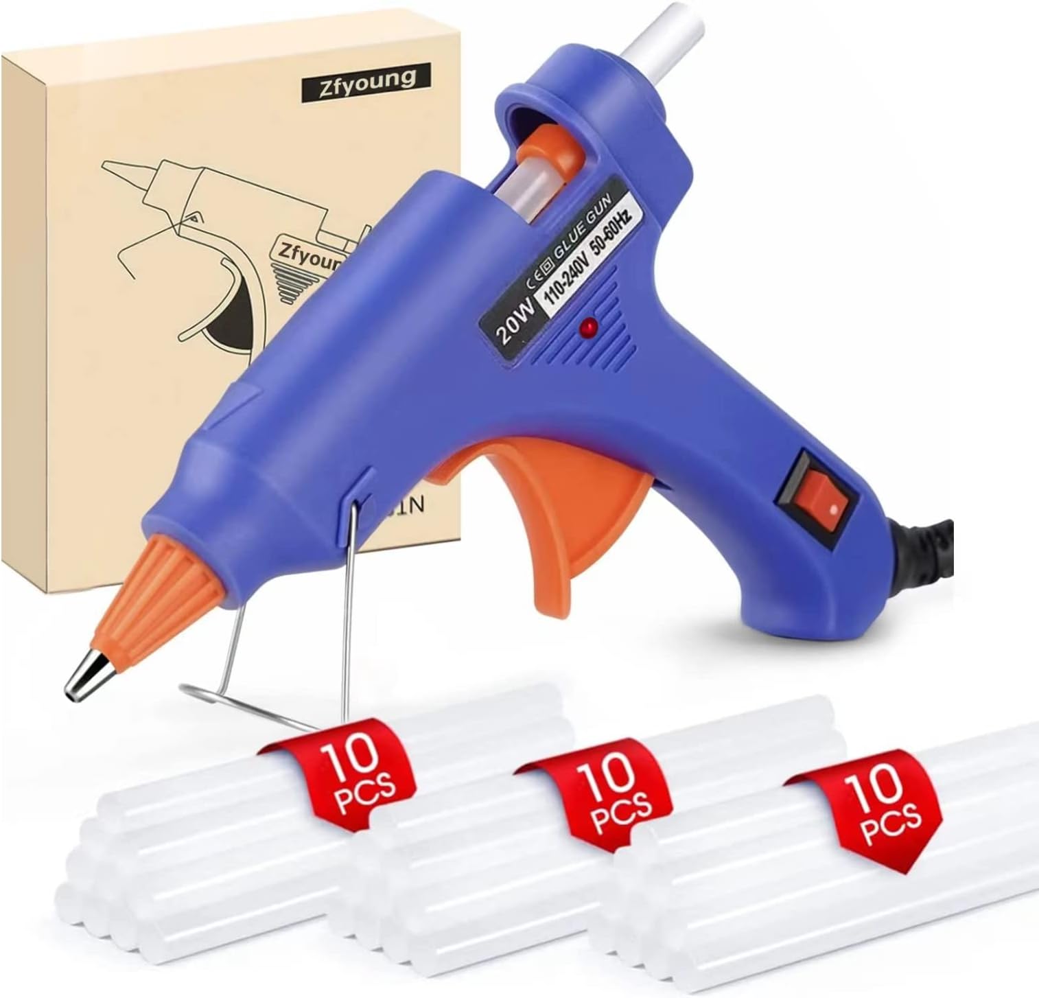 Mini Hot Glue Gun 30pcs Glue Stick Hot Glue Gun Set For Quick Repair Artist DIY Art Home 20w Blue