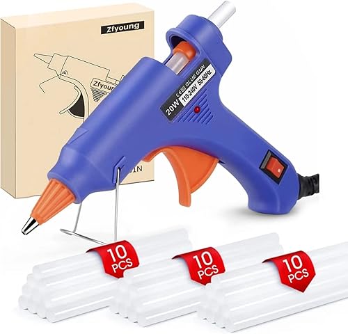 ZFYOUNG Mini pistola de goma caliente con 30 varillas de goma kits de pistola de goma caliente utilizada para reparar rápidamente la escuela de arte