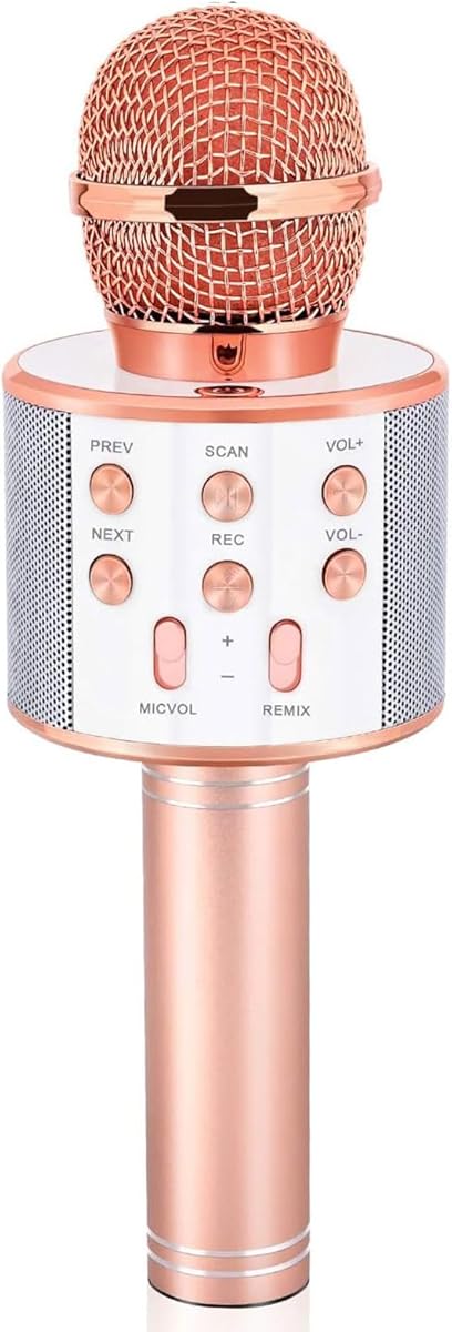 Toys for Girls Age 5-12, Wireless Bluetooth Karaoke Microphone for Kids Popular Toys for 5 6 7 8 9 10 11 12 Year Olds Girls Boys Best Gifts for 5-12 Year Olds Girl Boy Teen - Champagne