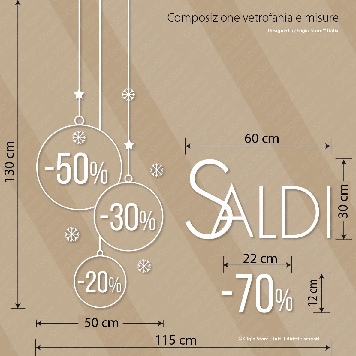 Adesivi Saldi Vetrofania Sconti Invernali, Adesivo Removibile per Vetrine Negozi, Sticker Adesivo per Vetro con Percentuale Sconto variabile
