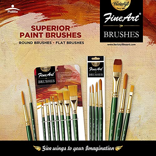 Pidilite Fevicryl Fine Art Synthetic Taklon Flat Brush Set Of 4, Paint