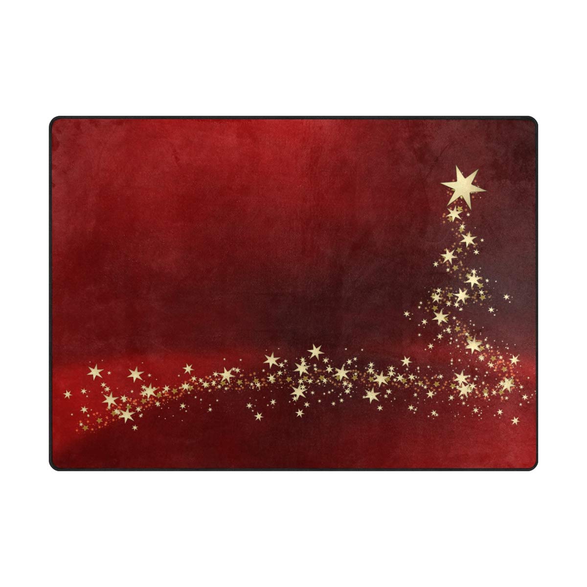 Weihnachts-Teppich mit goldfarbenen Sternen, f¨¹r Wohnzimmer, Schlafzimmer, Textil, Mehrfarbig, 203cm x 147.3cm(7 x 5 feet)