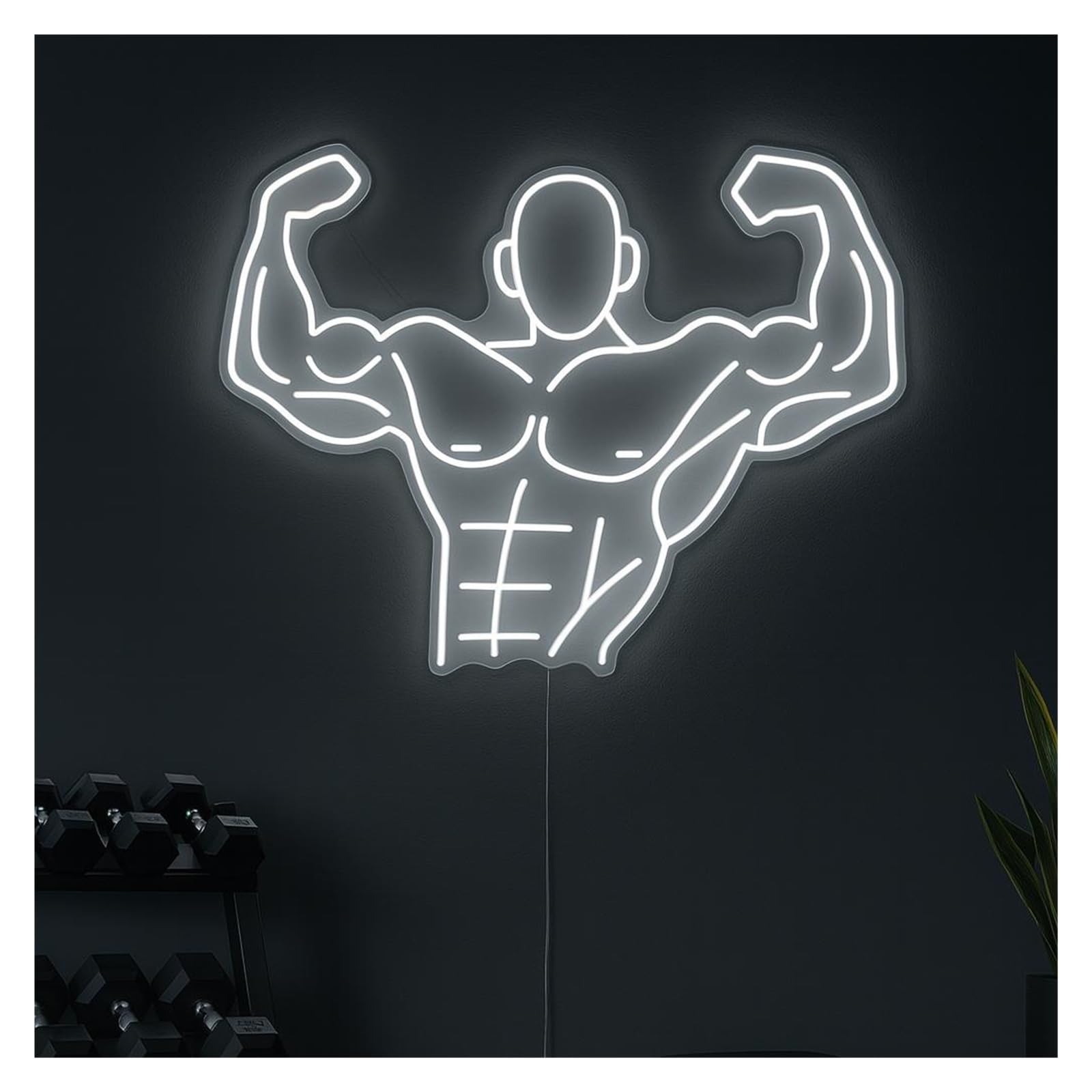 SHOUXI Sign Lamp Bodybuilder Neon Sign, Suitable for Workout Room Decor with Dimmable 53cm