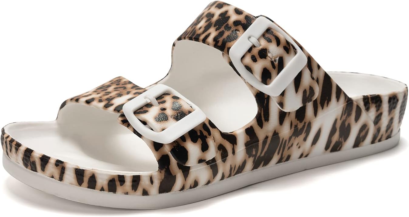 adilette shower slides women's leopard