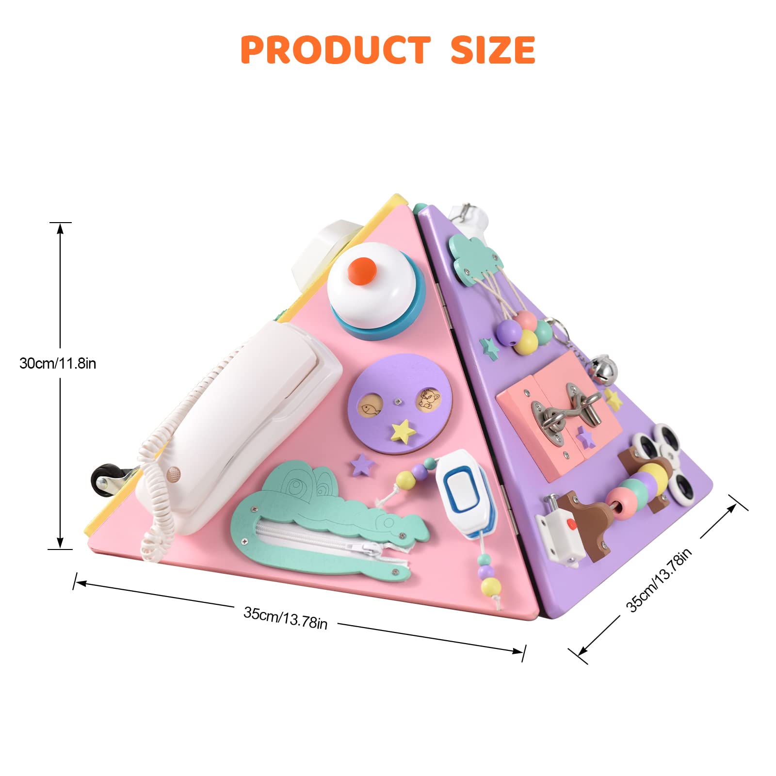 Montessori Busy Board, Motorikbrett Motorikspielzeug zum Lernen Feinmotorik Aktivitätsbrett Skills Board Pyramide Activity Bord Sensorische Spielzeuge für Kleinkinder im Alter von 1–3 Jahren