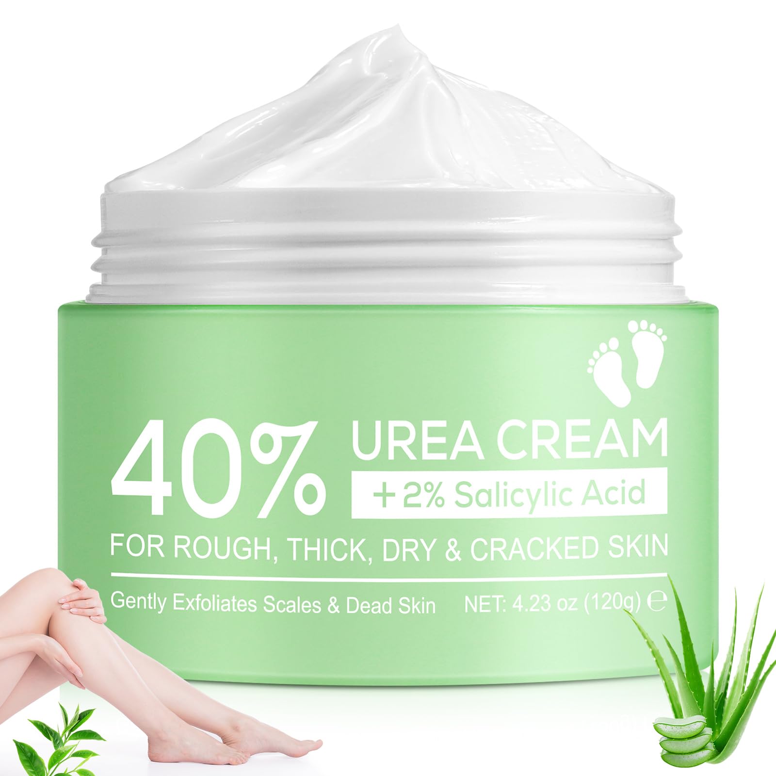 Crema Urea, 120g Crema de Urea para Pies 40% Urea+2% Ácido Salicílico Crema para Pies Secos y Agrietados Hidratación Profunda para Piel Seca y áspera