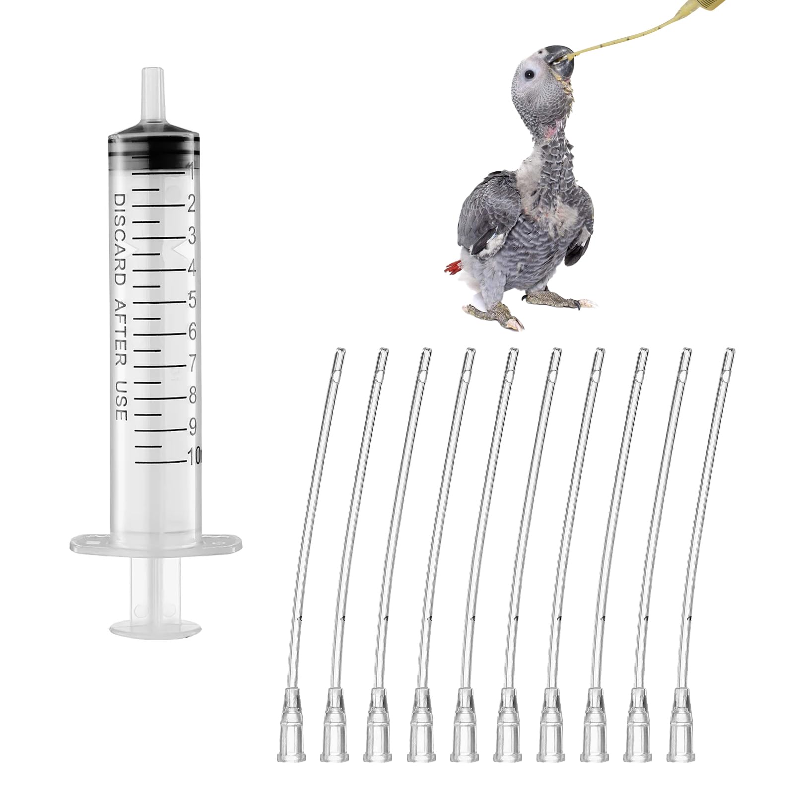 10 strzykawek z wężem, strzykawka 10 ml, strzykawka 10 ml, 10 ml, 10 ml, wąż do karmienia Jungvögel, zawiera strzykawkę 10 ml, dla zwierząt domowych z mlekiem i wodą oraz podawaniem leków