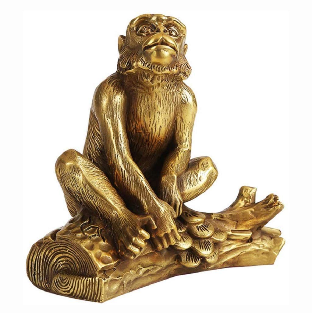 SnamicE ornaments pure brass zodiac monkey statues decoration,for home and office decor figurine attract wealth and good luck sculpture,