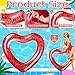 Relaxgiant Heart Pool Float 47.3 x 39.4 Inch Inflatable Swim Rings Heart Shaped Bachelorette Pool Rings Glitter Swimming Pool Float Tube Summer Water Fun Beach Party Toys for Adults(Red)