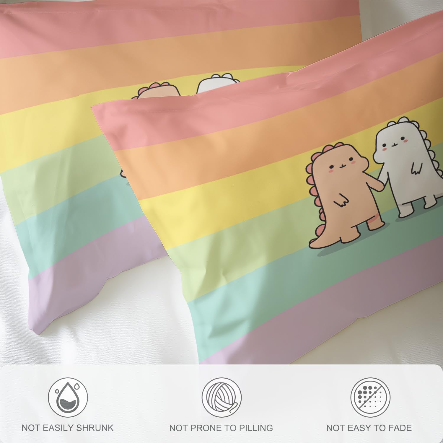 Poszewka na kołdrę z kreskówki, rozmiar king size (230 x 220 cm) - tęczowa szczotkowana pościel 3 szt., ultrasoft, hipoalergiczna, dwustronna, luksusowa, łatwa pielęgnacja, poszewka na kołdrę z