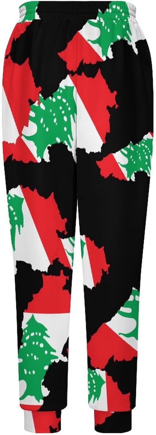 Lebanon Flag Map Men Pants Lightweight Sweatpants Joggers Pant 4XL