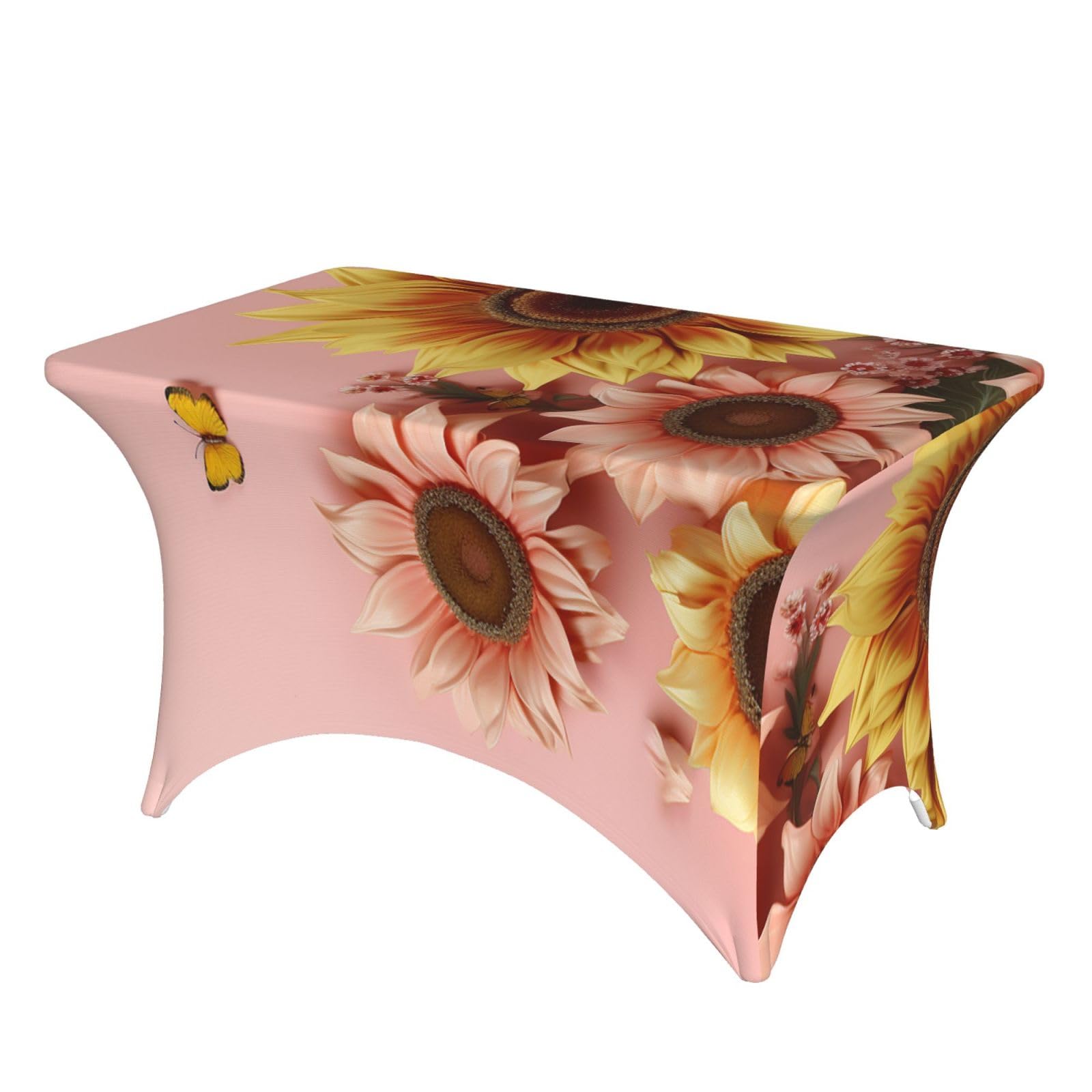 Nappe de 1,2 m pour table rectangulaire extensible en élasthanne à motif tournesol
